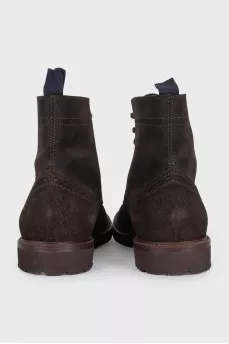 Men's brown suede boots with perforations