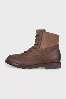 Insulated men's brown leather boots
