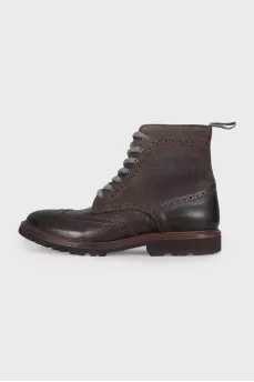Men's brown leather and suede boots with tag