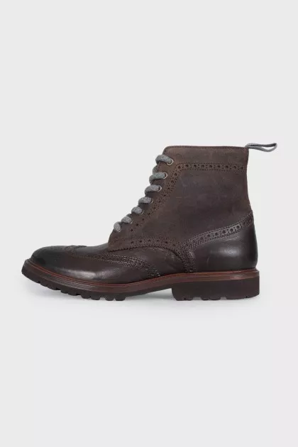 Men's brown leather and suede boots with tag