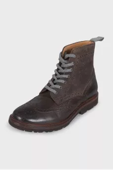 Men's brown leather and suede boots with tag