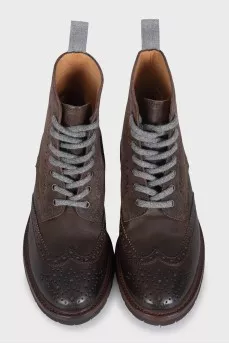 Men's brown leather and suede boots with tag