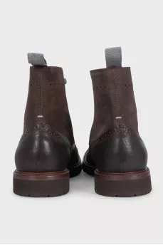 Men's brown leather and suede boots with tag