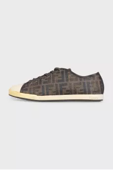 Men's leather monogram sneakers