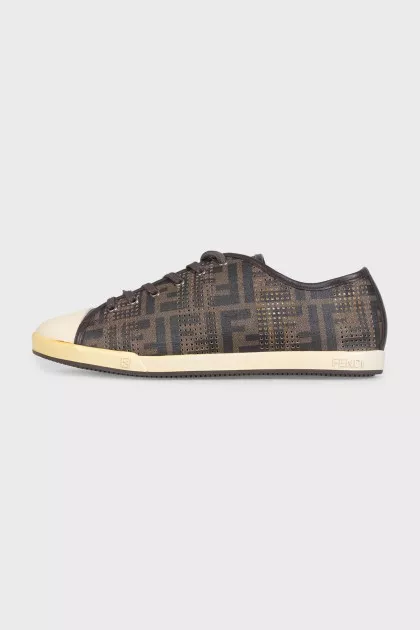 Men's leather monogram sneakers