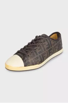 Men's leather monogram sneakers