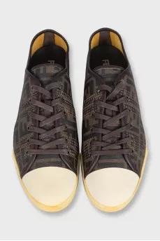 Men's leather monogram sneakers