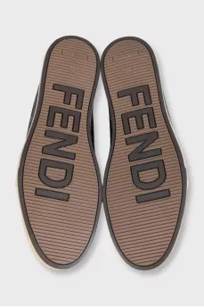 Men's leather monogram sneakers