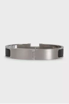 Silver bracelet with leather insert