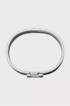 Silver bracelet with leather insert