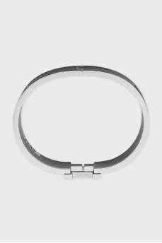 Silver bracelet with leather insert
