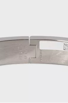 Silver bracelet with leather insert
