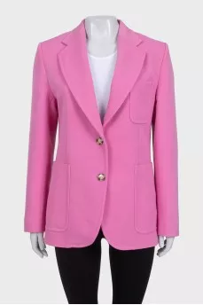 Pink single-breasted fitted jacket
