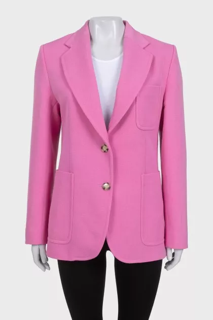 Pink single-breasted fitted jacket