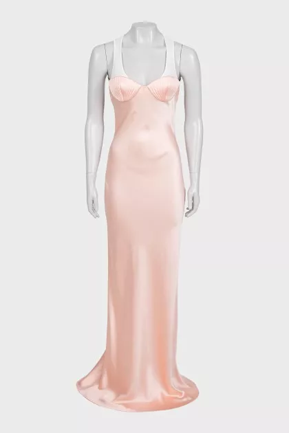 Fitted maxi dress with contrast top