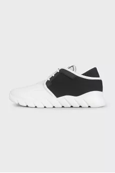 Men's leather and textile sneakers with tag