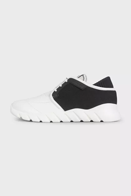 Men's leather and textile sneakers with tag