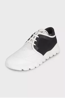 Men's leather and textile sneakers with tag