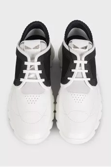 Men's leather and textile sneakers with tag