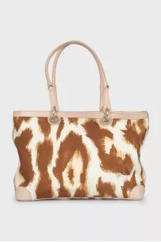 Textile tote with logo print