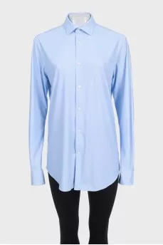 Men's light blue straight-fit button-down shirt