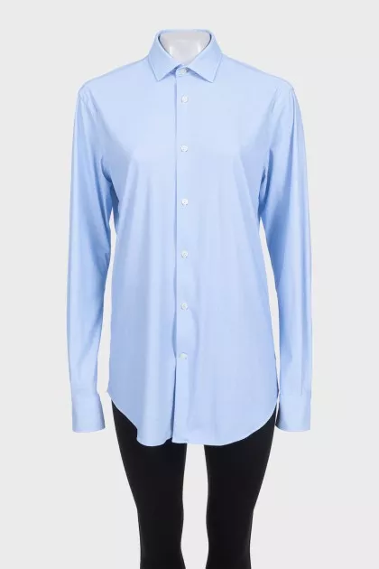 Men's light blue straight-fit button-down shirt