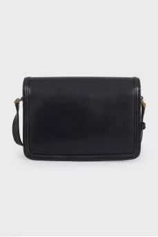 Black leather bag with logo clasp