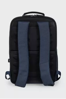 Men's textile backpack with leather inserts and tag