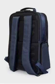 Men's textile backpack with leather inserts and tag