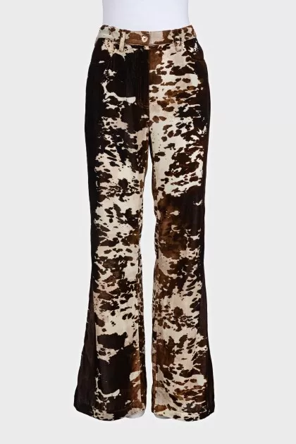 Straight-leg trousers in animal print