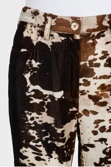 Straight-leg trousers in animal print