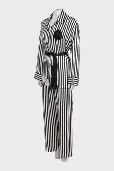 Black and white striped pants and shirt suit