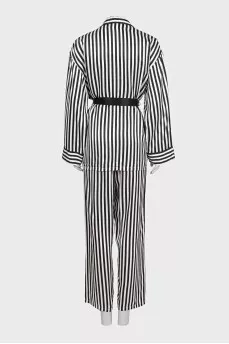 Black and white striped pants and shirt suit
