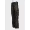Wide-leg leather trousers with tag