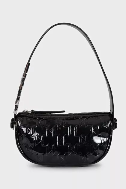 Black Дko-leather bag with embossed print