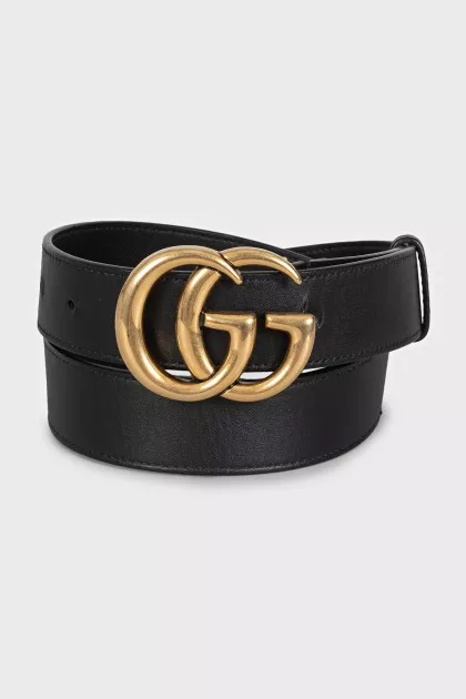 Ремень GG Marmont из кожи черного цвета