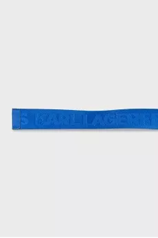Текстильний синій ремінь з лого