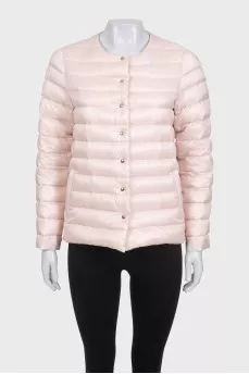 Pink quilted straight-cut jacket