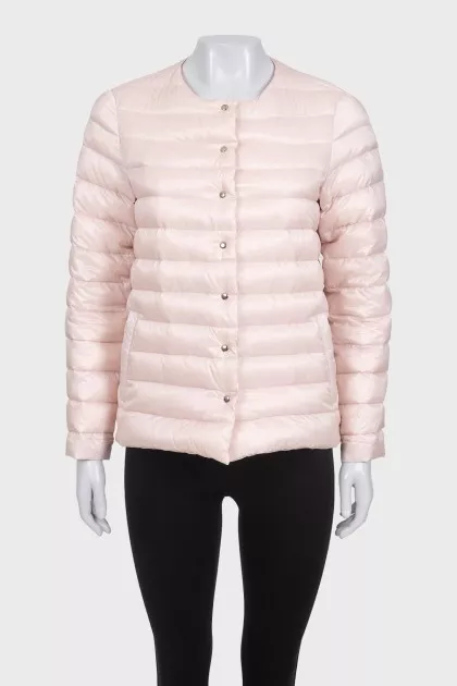 Pink quilted straight-cut jacket