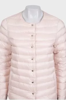 Pink quilted straight-cut jacket