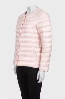 Pink quilted straight-cut jacket