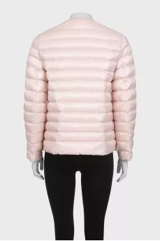 Pink quilted straight-cut jacket