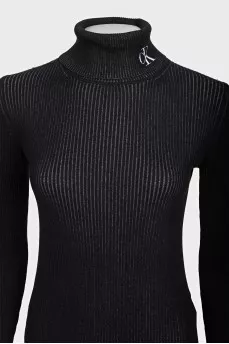 Black fitted turtleneck with signature logo