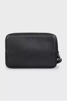 Men's leather bag with striped print