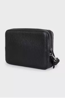 Men's leather bag with striped print