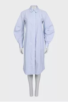 Blue striped shirt dress