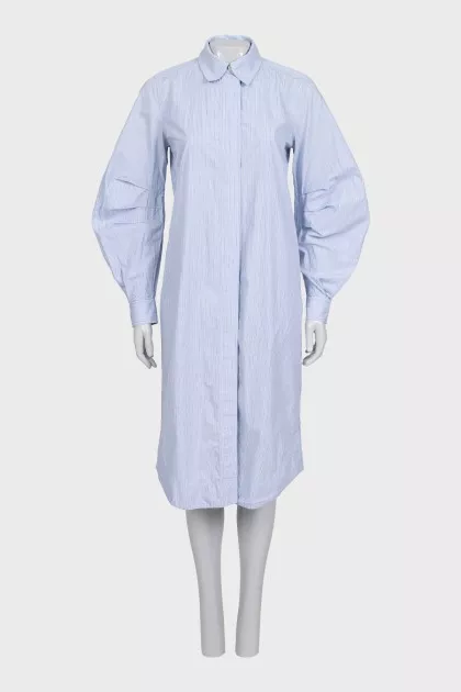 Blue striped shirt dress