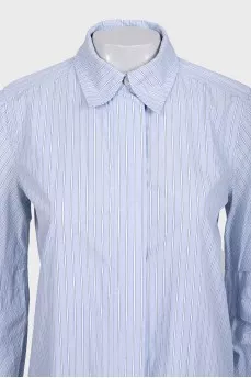 Blue striped shirt dress