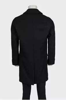 Men's double-breasted coat in black