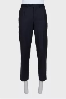 Men's black striped suit made of wool and silk